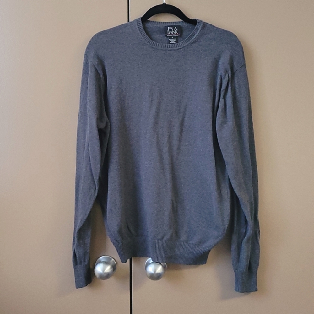 JoS.A.Bank Signature Med Gray Pima Cotton Sweater